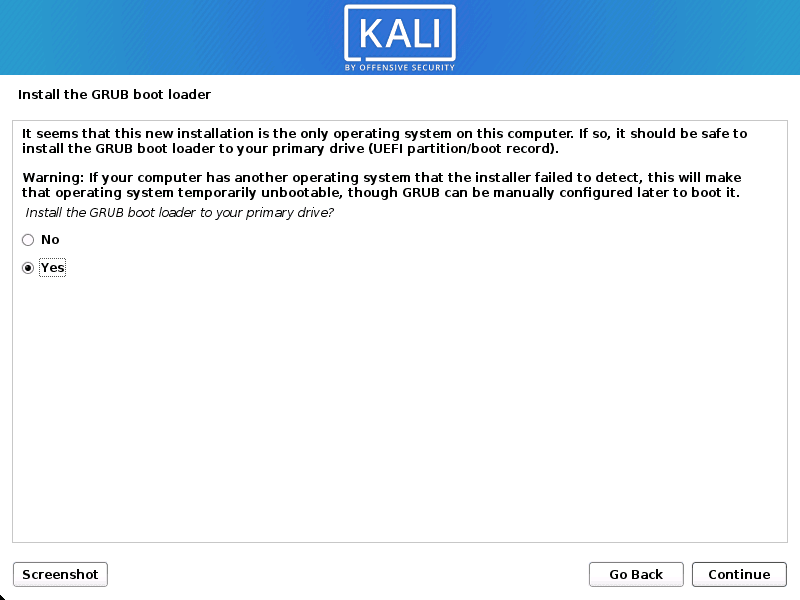 GRUB install confirm