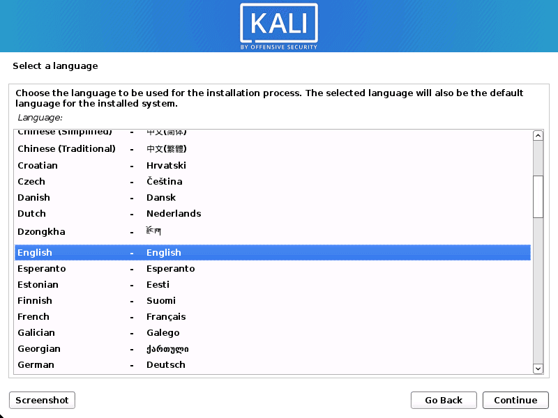 Language selection