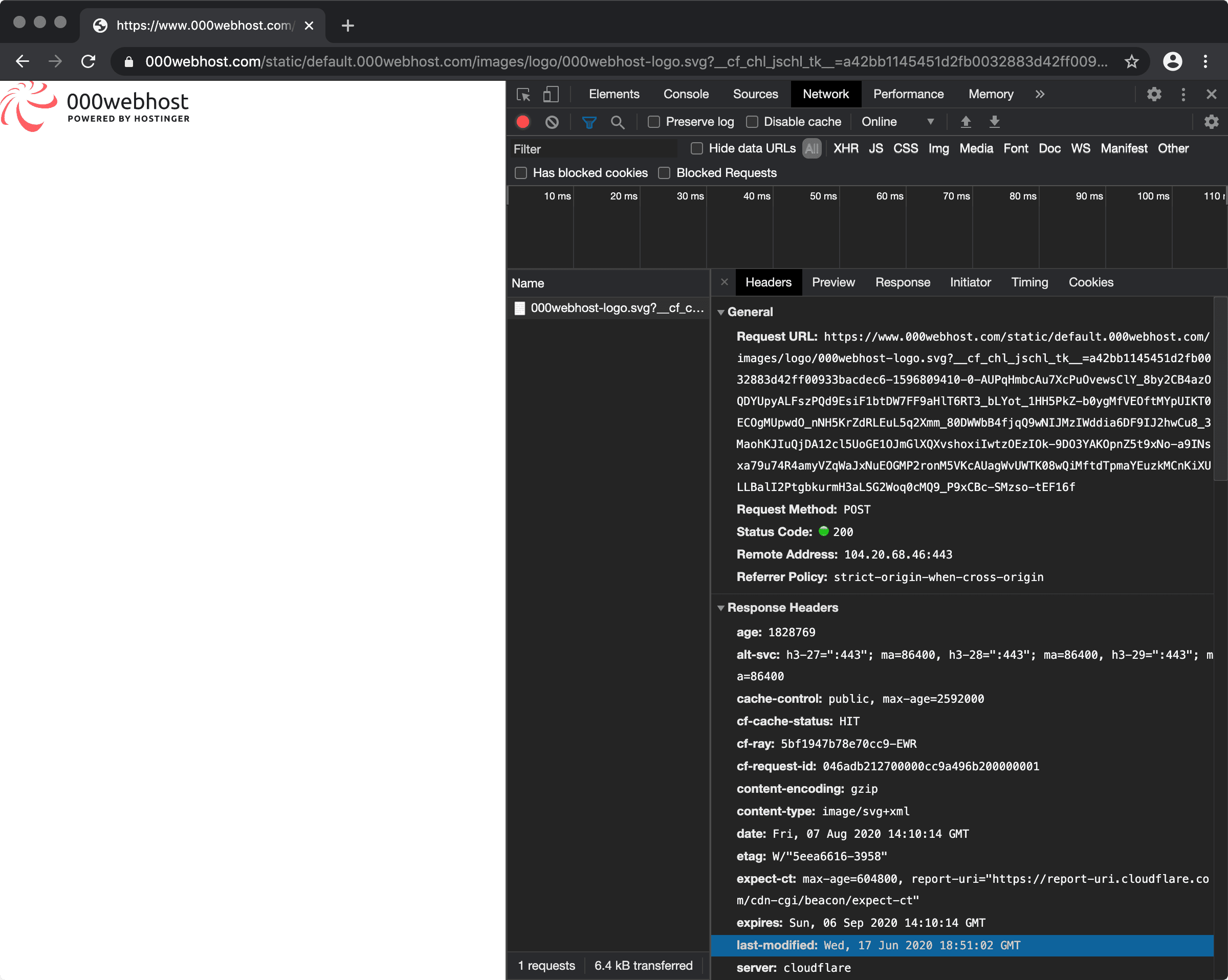 HTTP header inspection in Chromium dev tools