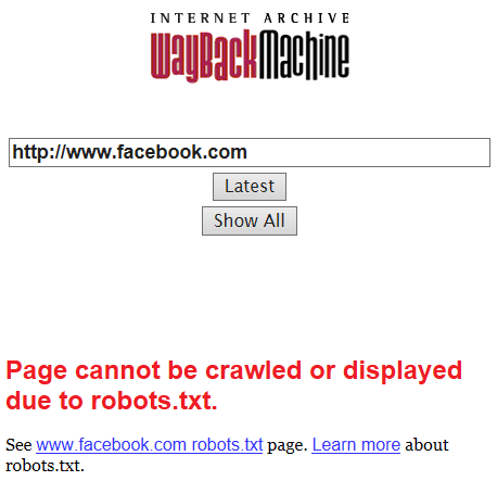 robots.txt warning screenshot