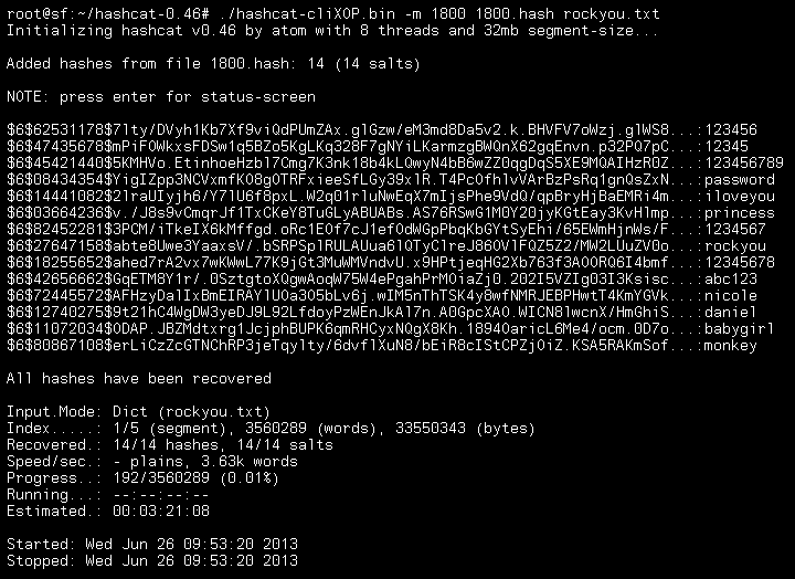 hashcat running