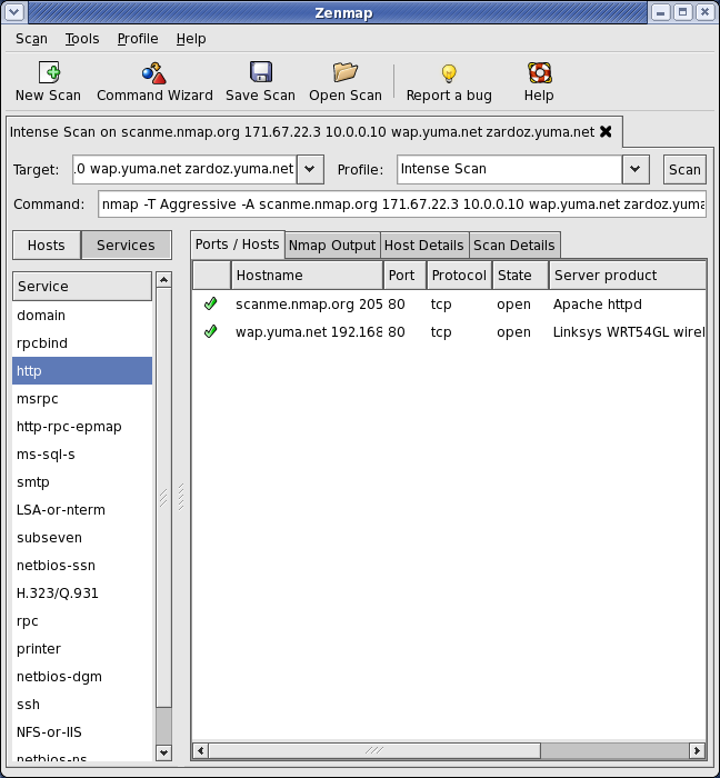 Zenmap port host screenshot